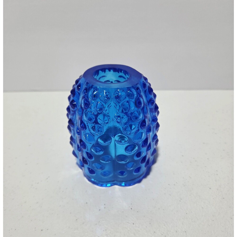 Vintage Fenton Glass Colonial Blue Hobnail Fairy Lamp Shade (Top Only)
